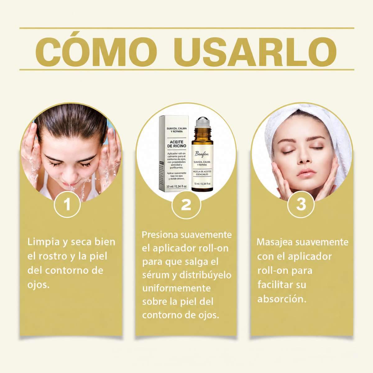Sérum para ojos de aceite de ricino, antiarrugas, elimina ojeras, bolsas en los ojos.