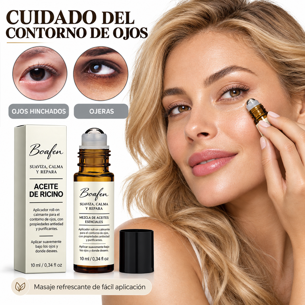 Sérum para ojos de aceite de ricino, antiarrugas, elimina ojeras, bolsas en los ojos.